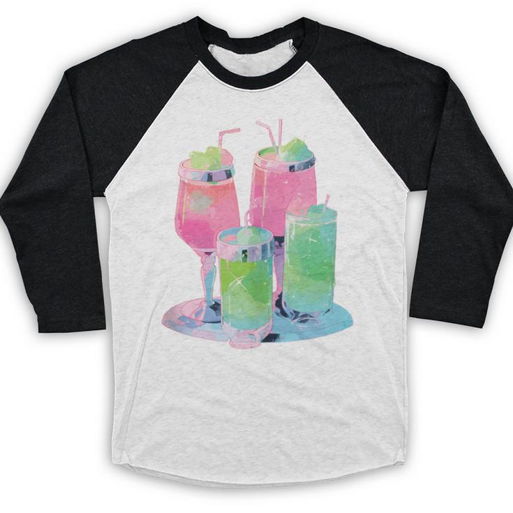Retro Soft Drinks 80s 90s Nostalgia Cute Anime Aesthetic Tee Baseball Raglan Shirt
