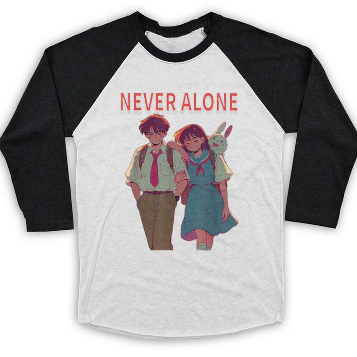 Running Together Always Connected Anime Nostalgia Message Baseball Raglan Shirt