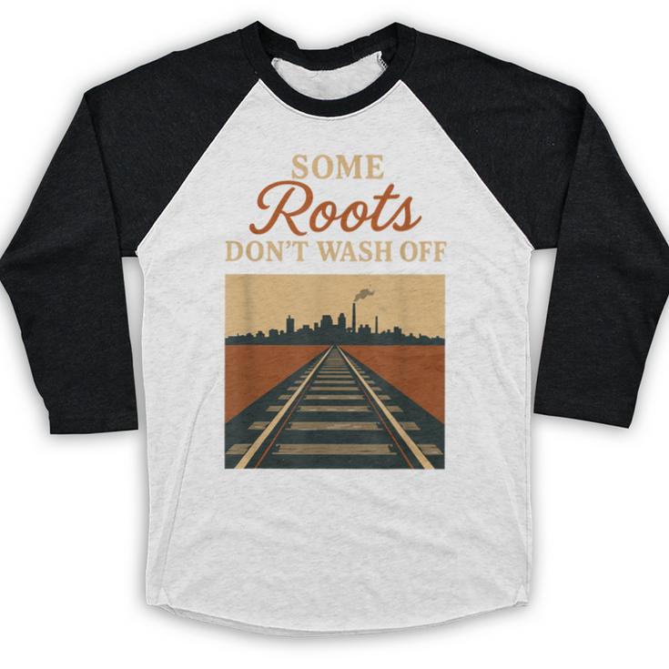 Rust Belt Midwest Nostalgia Steel Town Working Class Pride Baseball Raglan Shirt