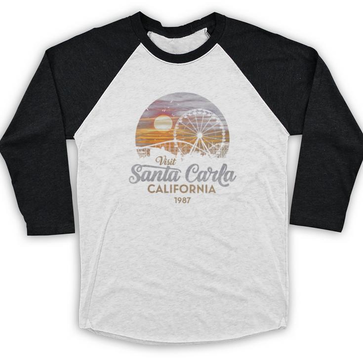 Santa Carla 1987 California Retro Sunset Nostalgia Baseball Raglan Shirt Santa Carla 1987 California Retro Sunset Nostalgia Baseball Raglan Shirt