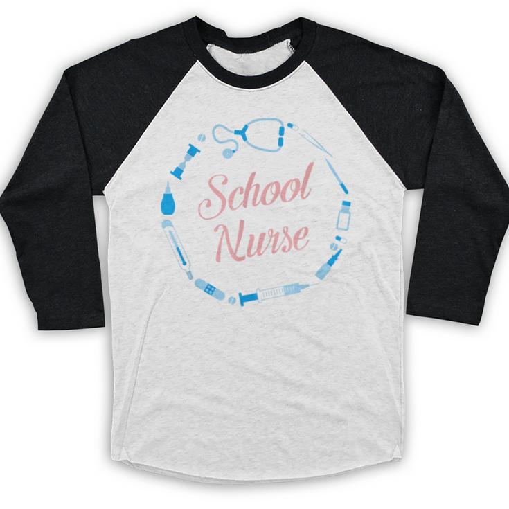 School Nurse Cute Adult Graduation Tshirt Nurses Fun Baseball Raglan Shirt
