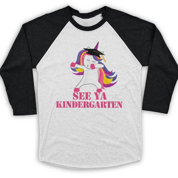 See Ya Kindergarten DABBING Unicorn Graduation Meme Baseball Raglan Shirt