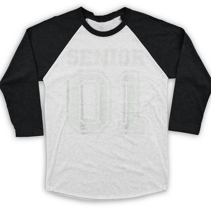 Senior 01 Class Of 2001 Retro College High School Graduation Baseball Raglan Shirt