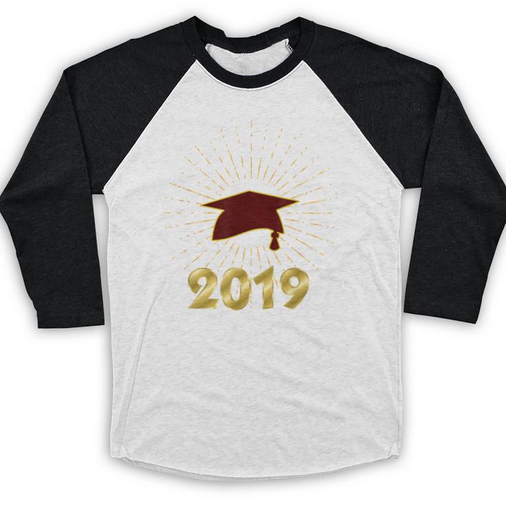 Senior 2019 Graduation Shirt Burgundy Gold Class Colors G23 Baseball Raglan Shirt