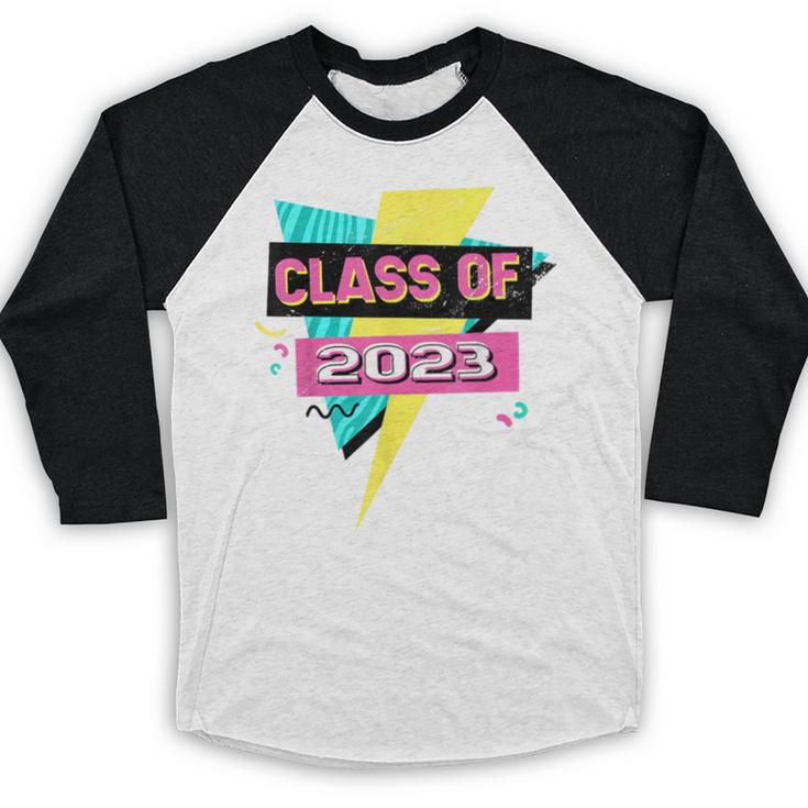 Senior 2023 Graduation Class Of 2023 Retro 90's Graduation Baseball Raglan Shirt