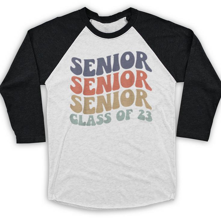 SENIOR 2023 Retro Class Of 2023 Seniors Graduation 23 Hippie Baseball Raglan Shirt