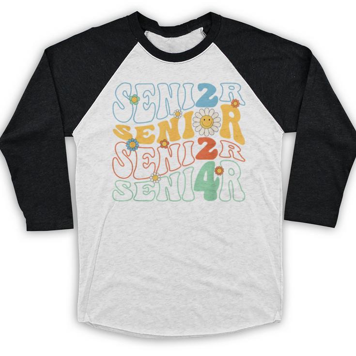 Senior 2024 Groovy Retro Class Of 2024 Graduation Senior 24 Baseball Raglan Shirt