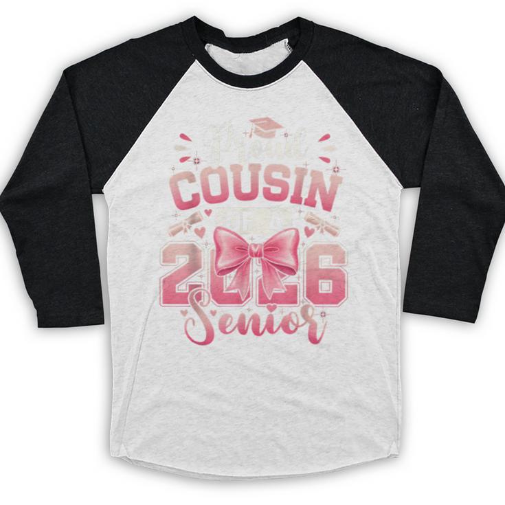 Senior 2026 Class Of 26 Coquette Pink Bow Graduation Cousin Baseball Raglan Shirt