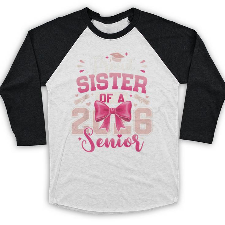 Senior 2026 Class Of 26 Coquette Pink Bow Graduation Sister Baseball Raglan Shirt