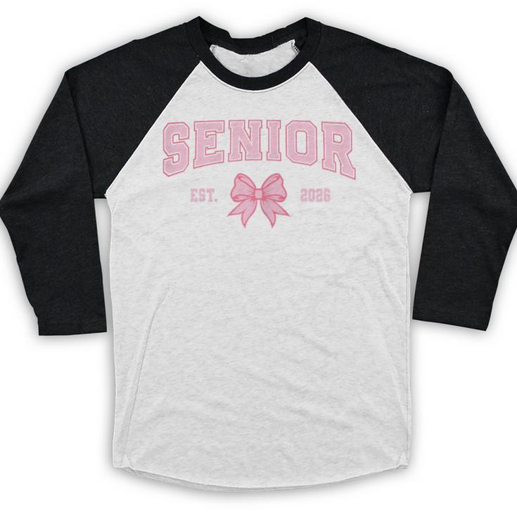 Senior 2026 Class Of 2026 Coquette Pink Bow Graduation 2026 Baseball Raglan Shirt