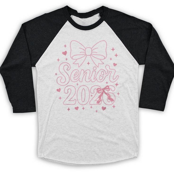 Senior 2026 Class Of 2026 Coquette Pink Bow Graduation Baseball Raglan Shirt