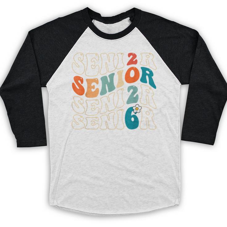 Senior 2026 Class Of 2026 Retro Groovy Graduation Grad Women Baseball Raglan Shirt