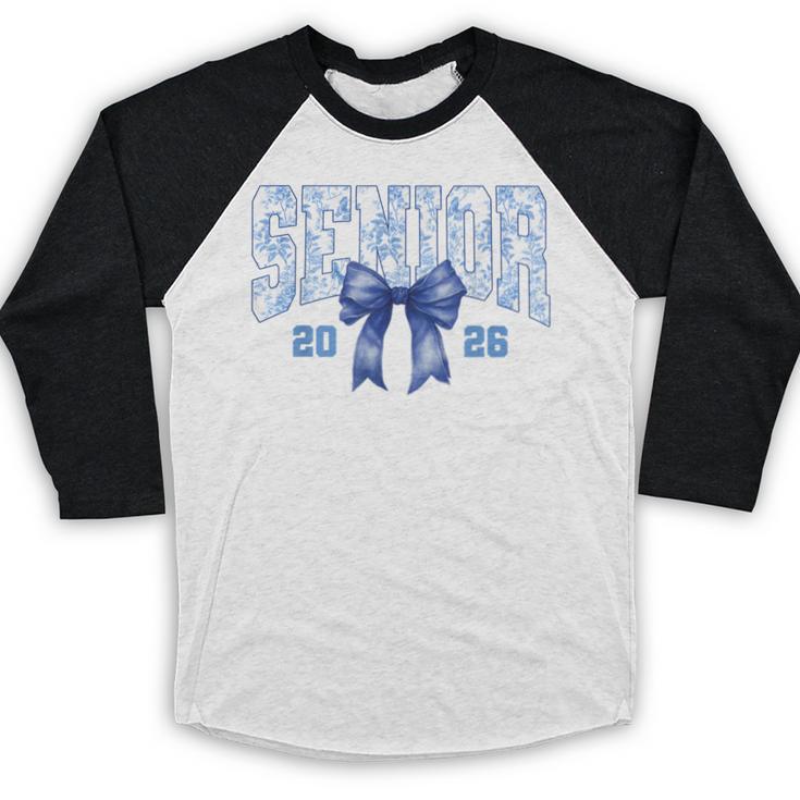 Senior 2026 Class Of 2026 Toile Coquette Bow Graduation 2026 Baseball Raglan Shirt