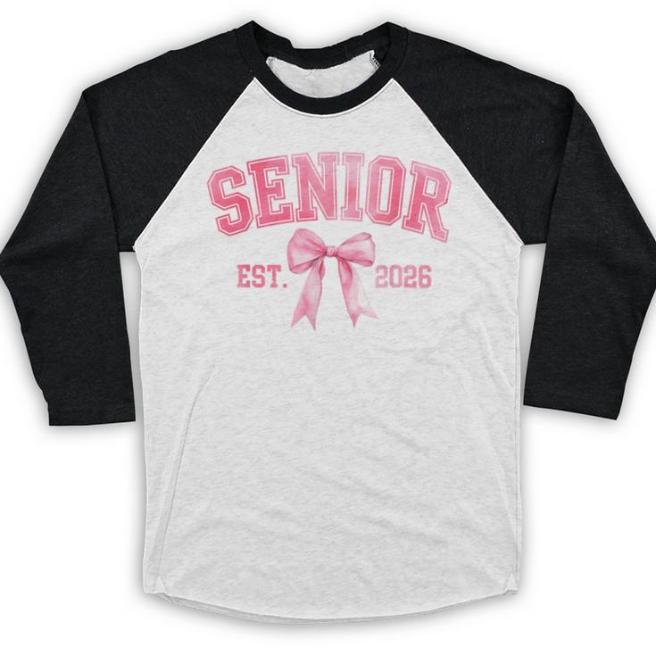 Senior 2026 Coquette Pink Bow Class Of 2026 Graduation Girls Baseball Raglan Shirt