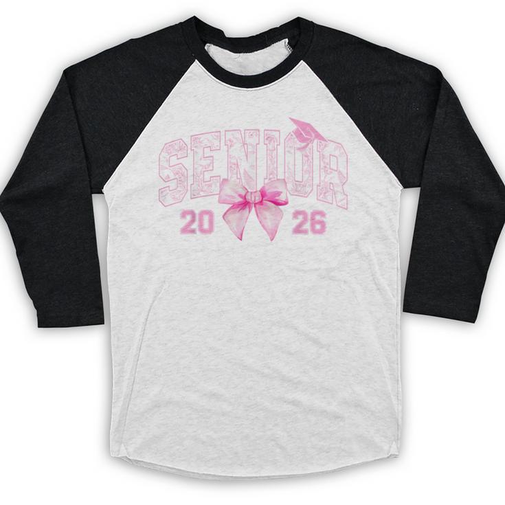 Senior 2026 Coquette Pink Bow Girls Class Of 2026 Graduation Baseball Raglan Shirt