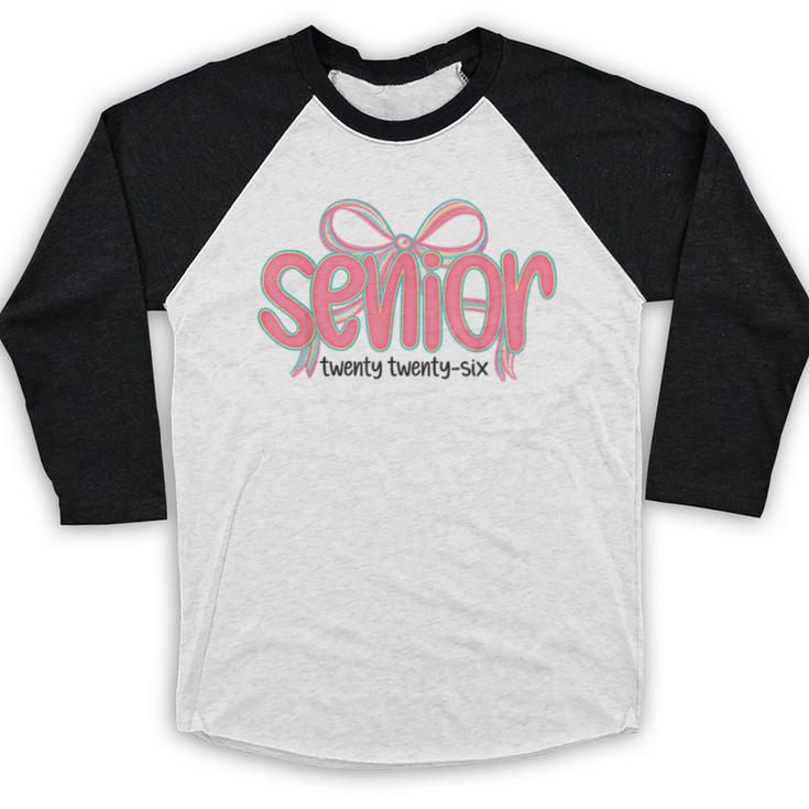 Senior 2026 Coquette Pink Bow Graduation 2026 Class Of 2026 Baseball Raglan Shirt