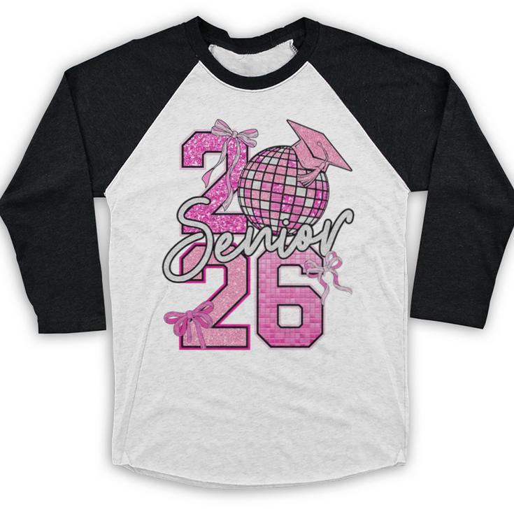 Senior 2026 Graduation Girls Coquette Pink Bow Class Of 2026 Premium Baseball Raglan Shirt