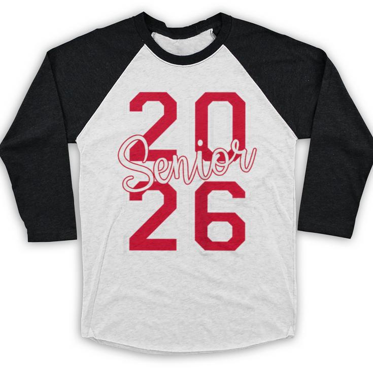 Senior 2026 Graduation Varsity Red Letters On The Back Baseball Raglan Shirt
