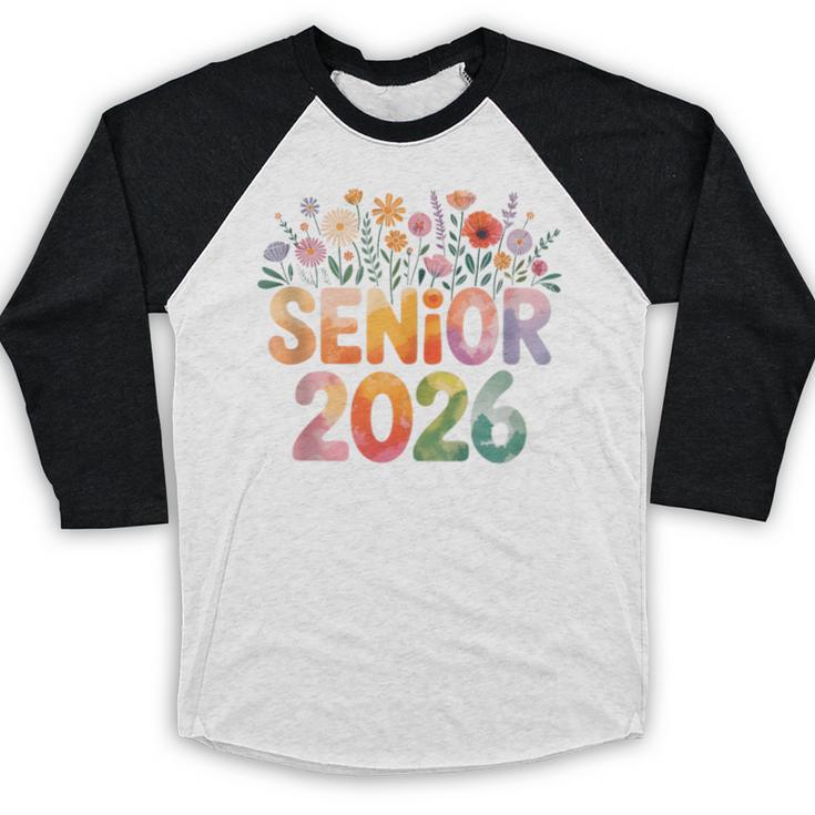 Senior 2026 Groovy Retro Grad Class Of 2026 Graduation Kids Baseball Raglan Shirt