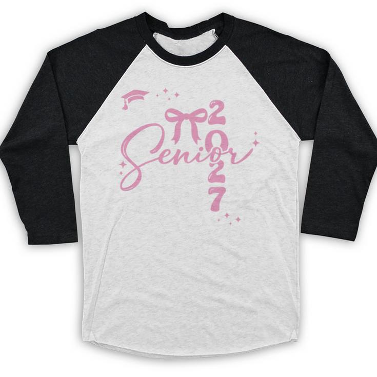 Senior 2027 Class Of 2027 Coquette Pink Bow Graduation 2027 Premium Tri-Blend Baseball Raglan Shirt