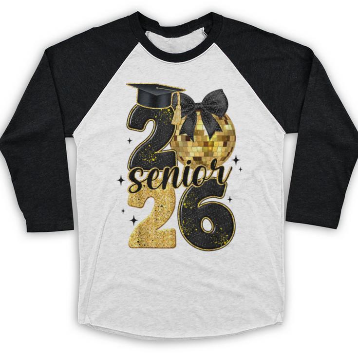 Senior Class Of 2026 Senior Girl Graduation Cap Coquette Bow Baseball Raglan Shirt