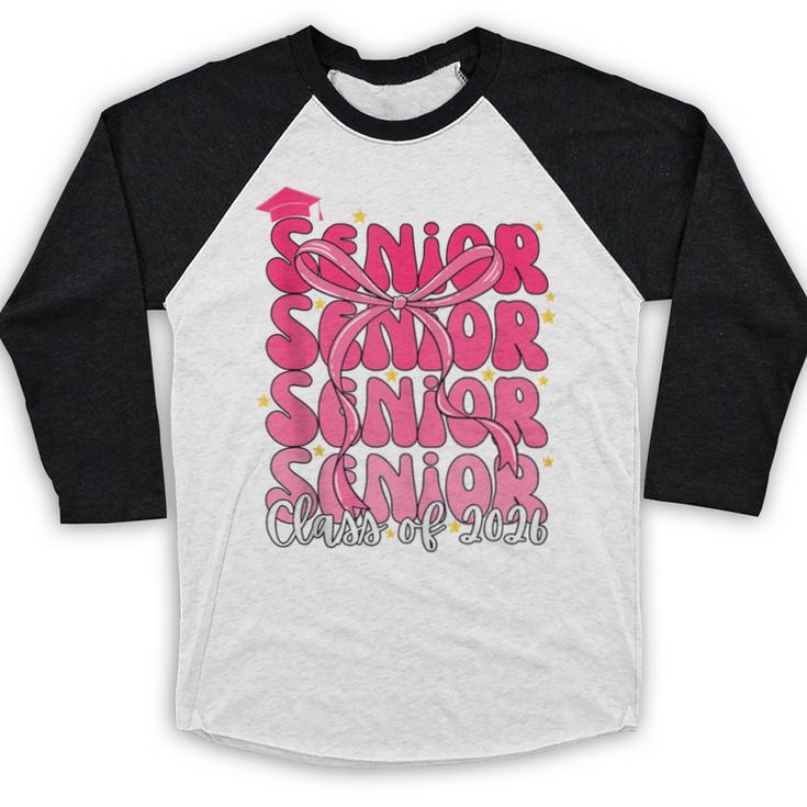 Senior Class Of 2026 Pink Coquette Bow Graduation 2026 Baseball Raglan Shirt