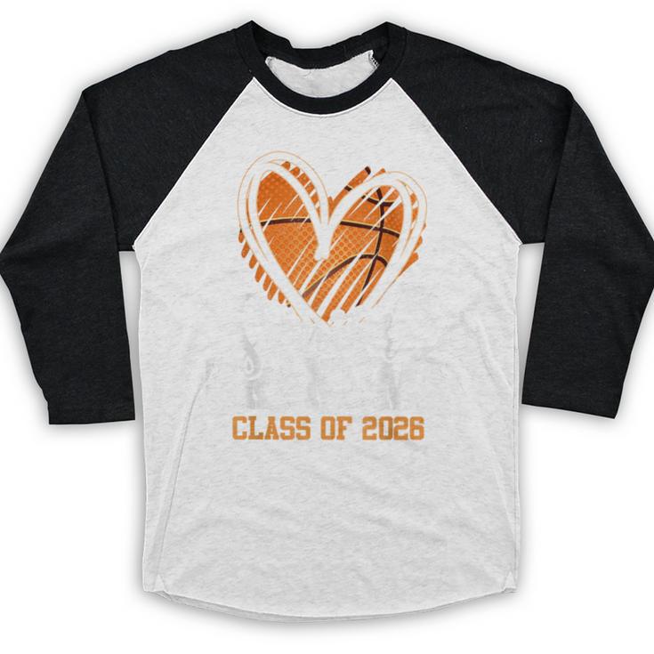 Senior Grandma Class Of 2026 Basketball Graduation Heart Baseball Raglan Shirt