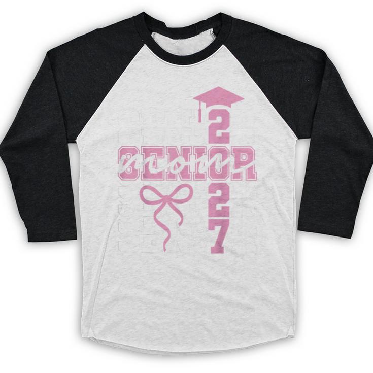 Senior Mom 2027 Class Of 2027 Coquette Bow Graduation 2027 Baseball Raglan Shirt