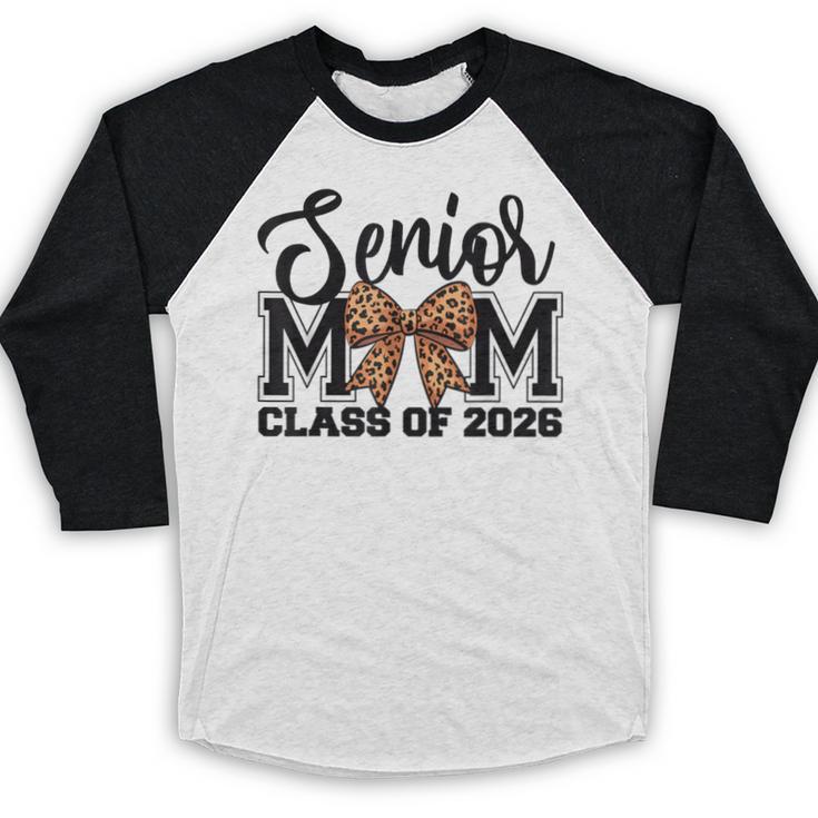 Senior Mom Class Of 2026 Graduation Leopard Coquette Bow Baseball Raglan Shirt