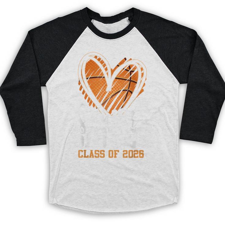 Senior Sister Class Of 2026 Basketball Graduation Heart Baseball Raglan Shirt