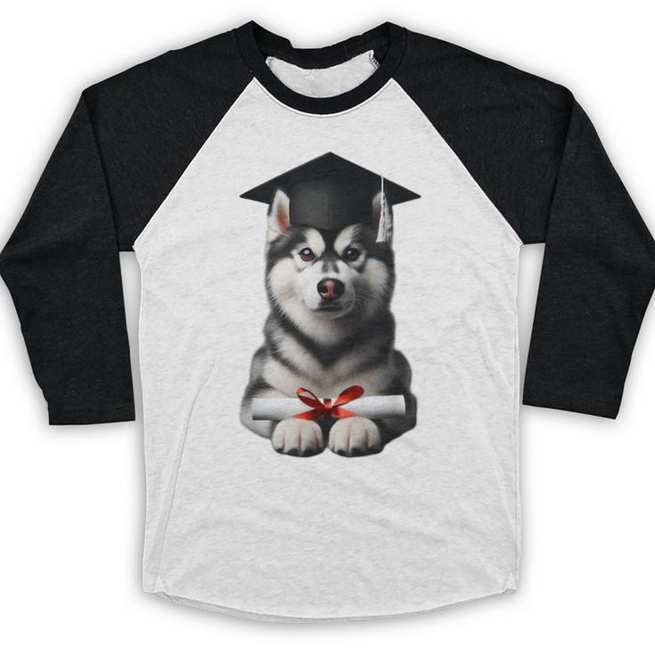 Siberian Husky Dog Graduation Cap Training School Graduate Men Women Kids Baseball Raglan Shirt