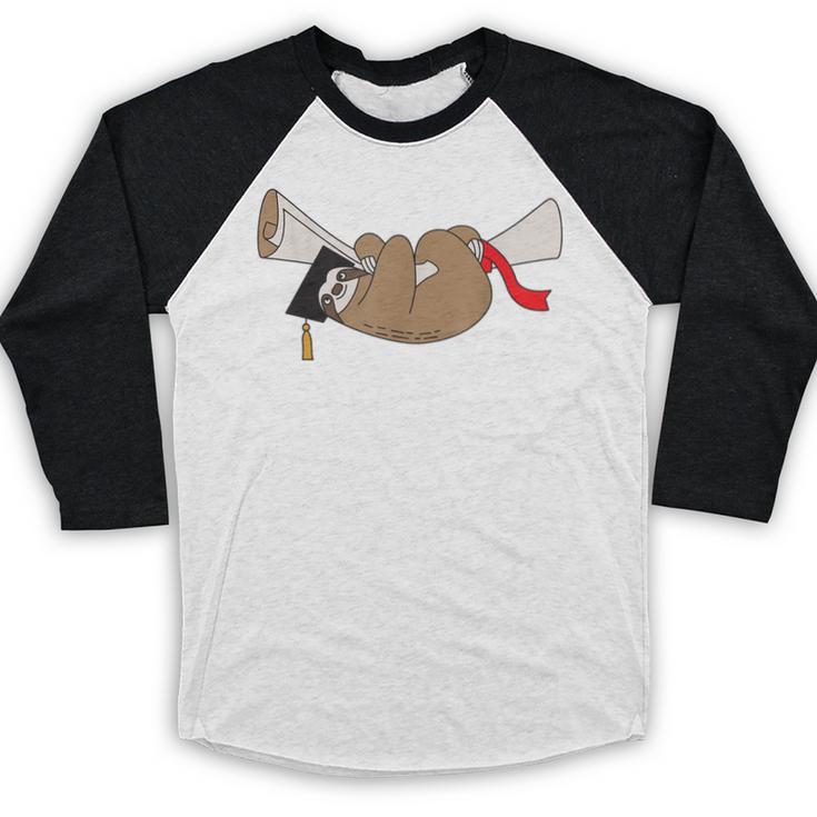 Sloth Graduation Shirt Cute Animal Diploma Grad Baseball Raglan Shirt