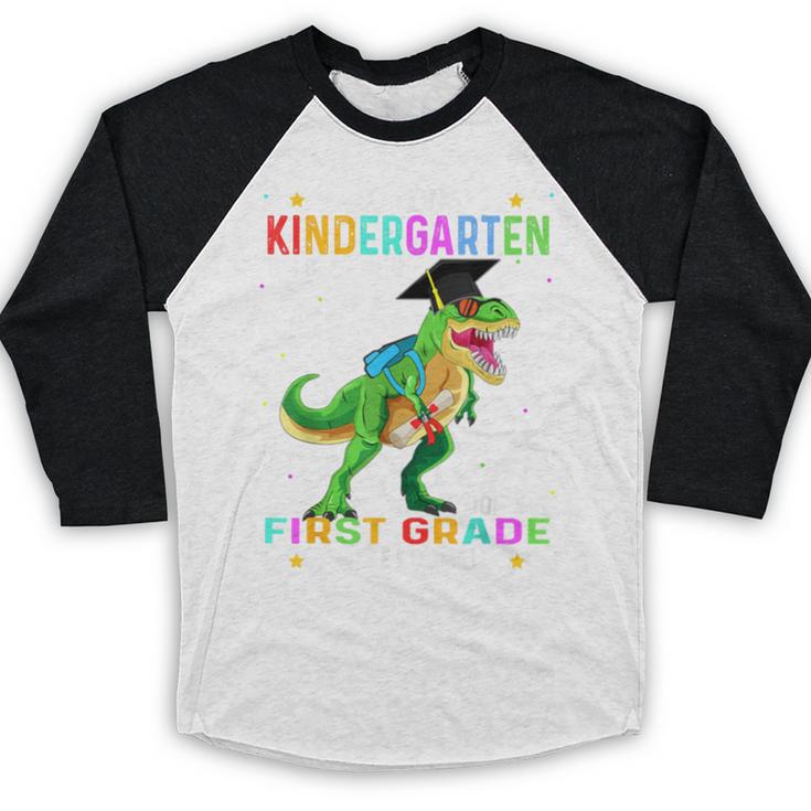 So Long Kindergarten Graduation Class 2025 Dinosaur Kids Baseball Raglan Shirt