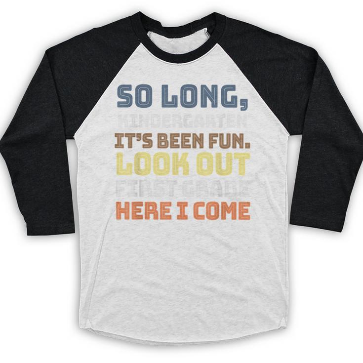 So Long Kindergarten Preschool Graduation First Grade Baseball Raglan Shirt
