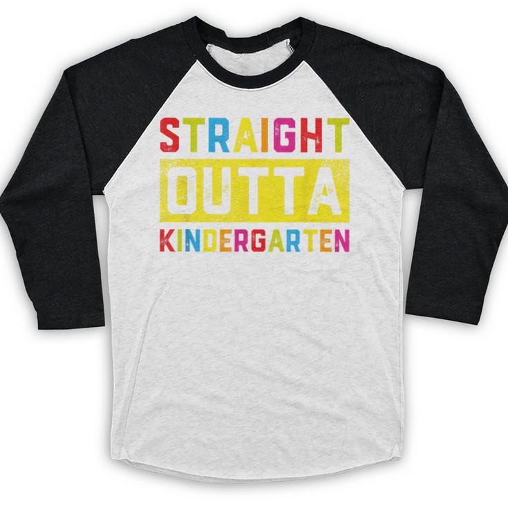 Straight Outta Kindergarten TShirt Graduation Kid Baseball Raglan Shirt