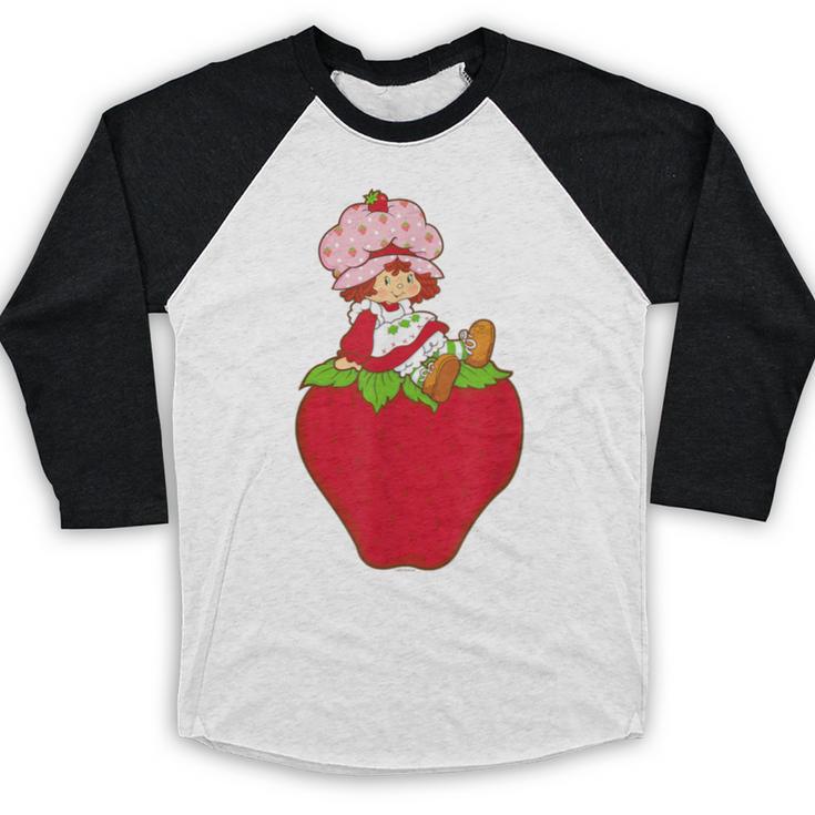 Strawberry Shortcake Sitting On Strawberry Retro Nostalgia Baseball Raglan Shirt Strawberry Shortcake Sitting On Strawberry Retro Nostalgia Baseball Raglan Shirt