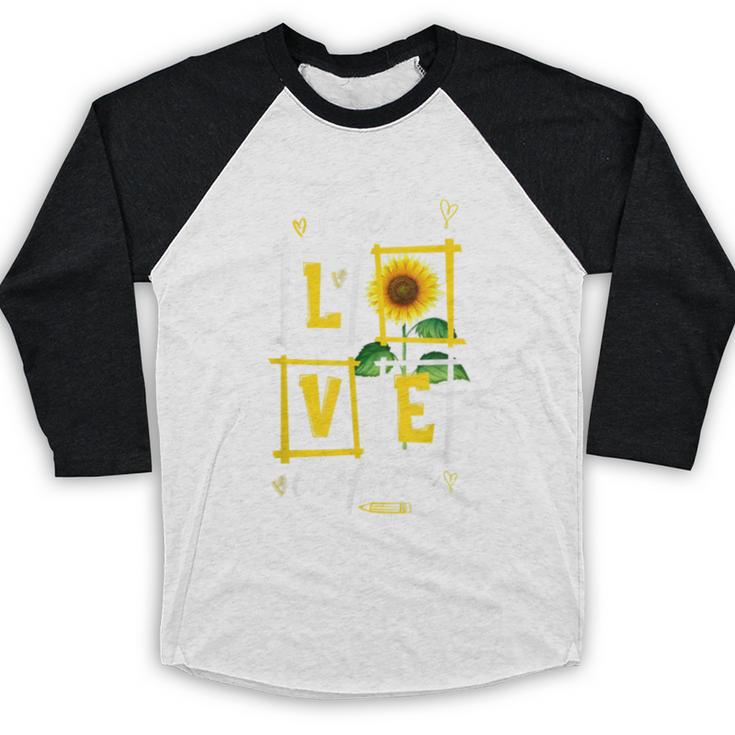 Sunflower Teach Love Inspire Cool Graduation Teacher School Baseball Raglan Shirt
