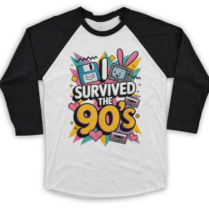 I Survived The 90s – Cute Retro Cartoon Nostalgia Baseball Raglan Shirt