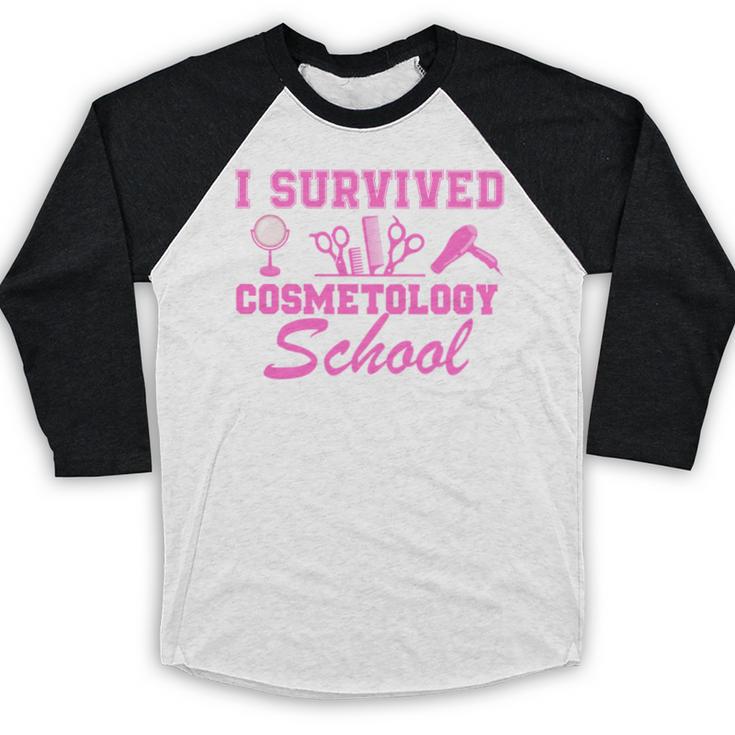 I Survived Cosmetology School Graduation Cosmetology Grad Baseball Raglan Shirt