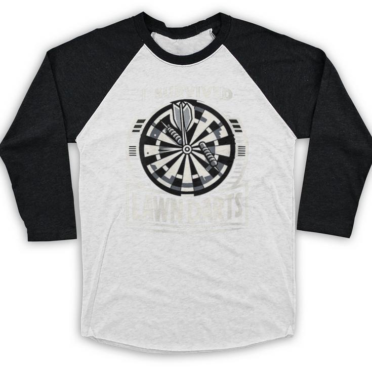 I Survived Lawn Darts Classic Yard Nostalgia Game Fun Baseball Raglan Shirt I Survived Lawn Darts Classic Yard Nostalgia Game Fun Baseball Raglan Shirt