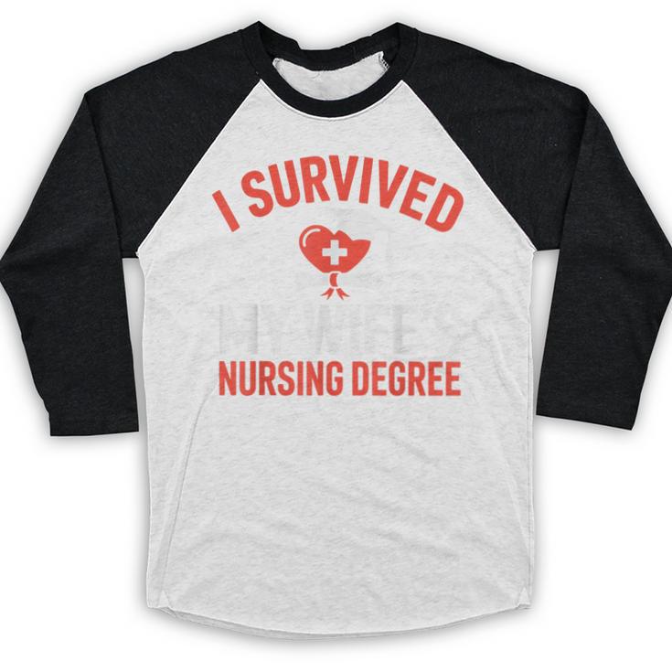 I Survived My Wife's Nursing Degree Rn Graduation Nurse Baseball Raglan Shirt