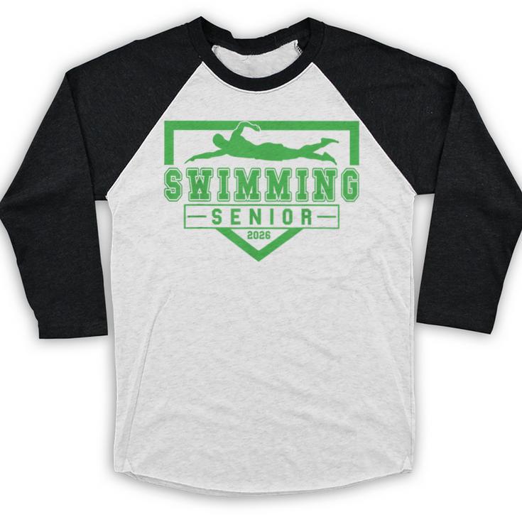 Swimming Senior Night Swim Senior 2026 Graduation 32 Baseball Raglan Shirt