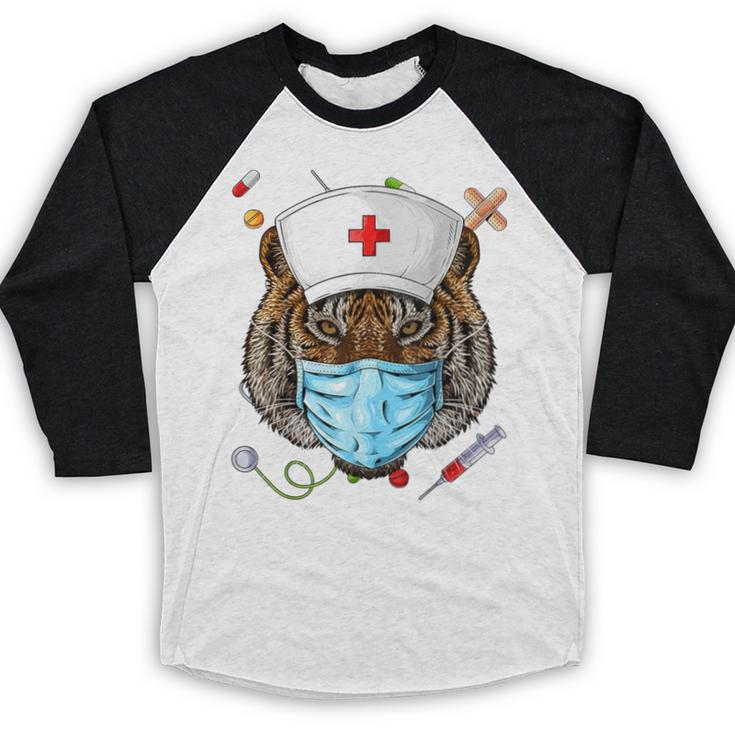 Tiger Nurse RN ER Nursing School Graduation Baseball Raglan Shirt