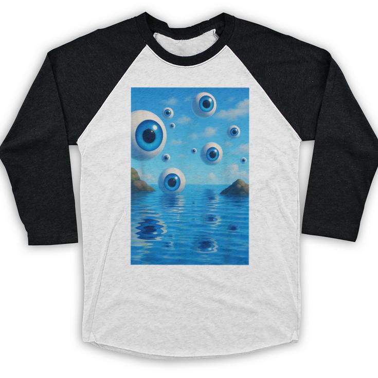 Trippy Weirdcore Frutiger Aero Surreal Eyeballs Y2K Baseball Raglan Shirt
