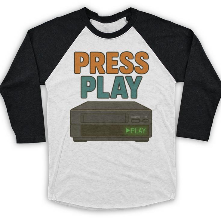 VHS Cassette Retro Analog Nostalgia Theme Premium Baseball Raglan Shirt