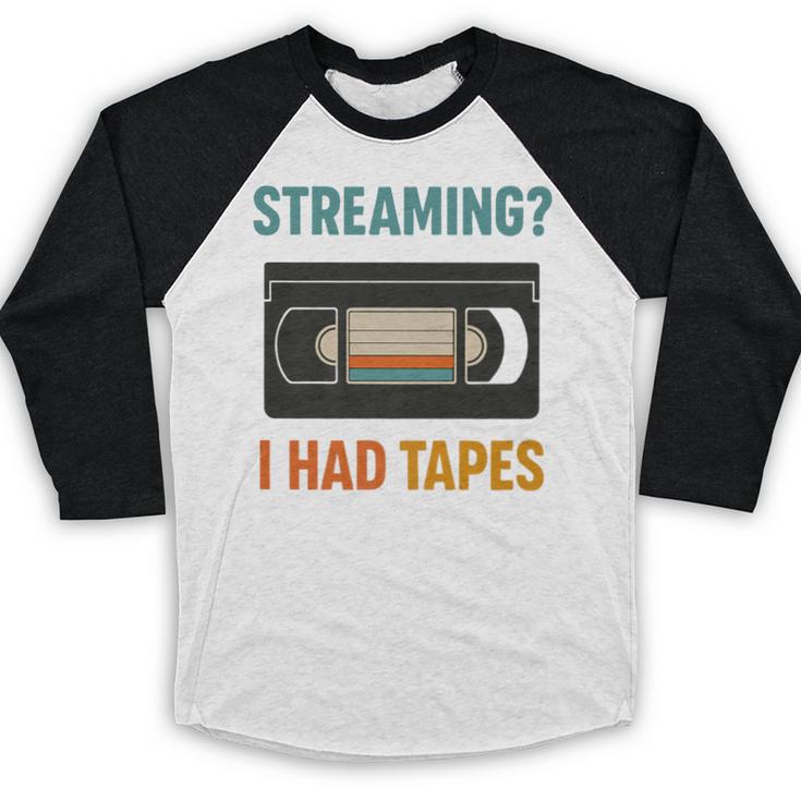 VHS Cassette Tape Retro 80s 90s Nostalgia Premium Baseball Raglan Shirt