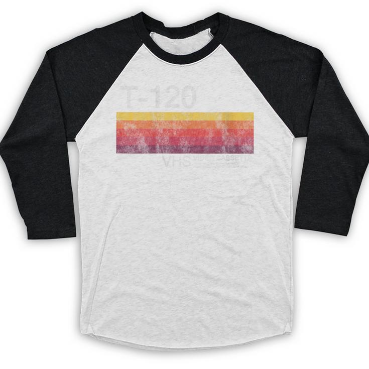 Video Cassette Tape VHS 80s 90s Nostalgia Costume Baseball Raglan Shirt