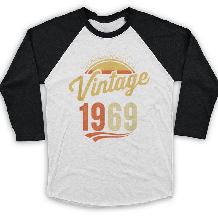 Vintage 1969 Retro Era Badge For Nostalgia Fans Baseball Raglan Shirt