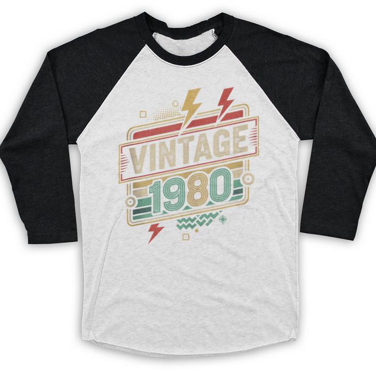 Vintage 1980 Retro Badge Decade Nostalgia Graphic Emblem Baseball Raglan Shirt Vintage 1980 Retro Badge Decade Nostalgia Graphic Emblem Baseball Raglan Shirt