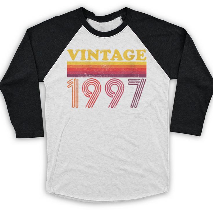 Vintage 1997 Retro Style 90's Born Nostalgia Vibes Birthday Baseball Raglan Shirt